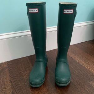 Hunter Green tall rain boots